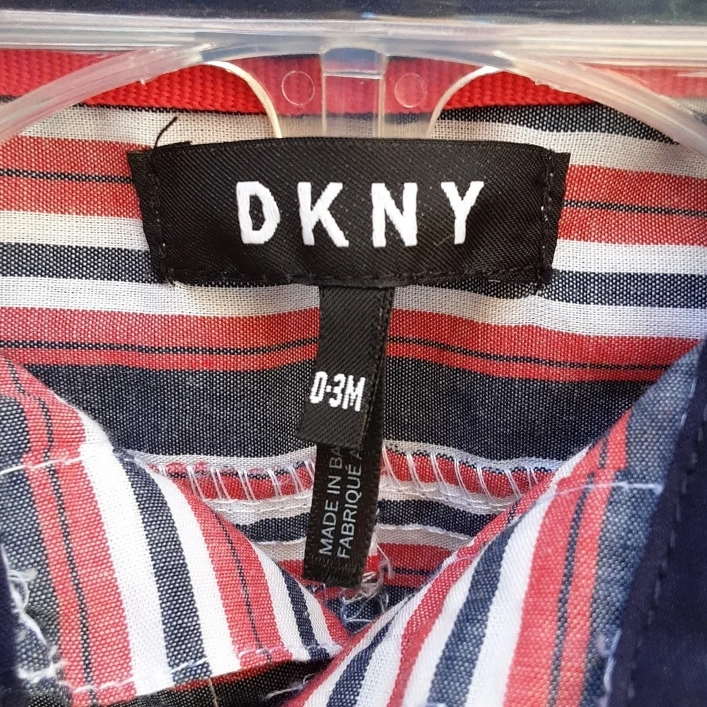 DKNY baby boy's blue, red & white onesie size 0-3 months